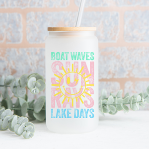 Boat Waves Sun Rays Lake Days Can Glass, Lake Lover Gift, Summer Vibes