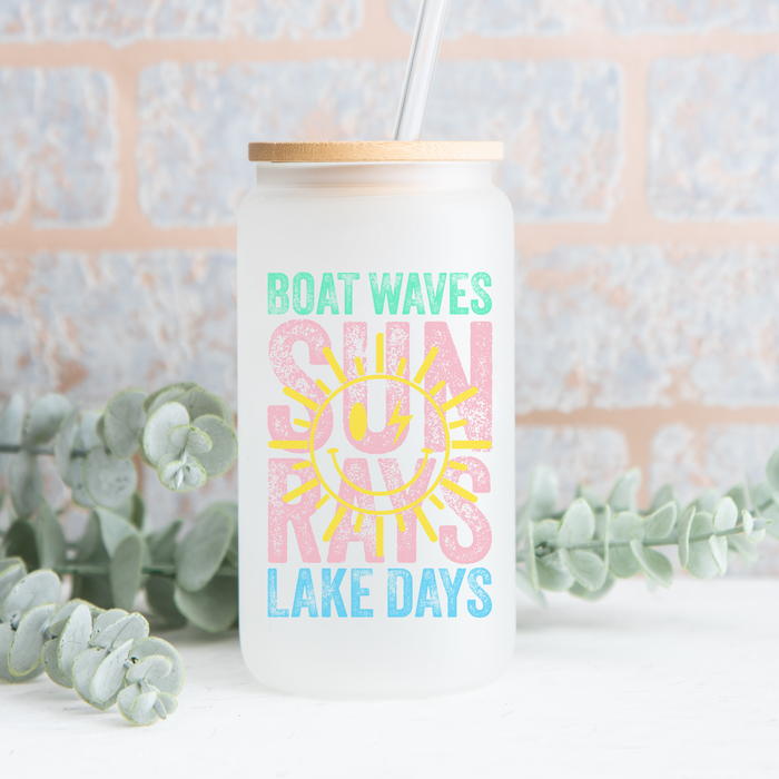 Boat Waves Sun Rays Lake Days Can Glass
