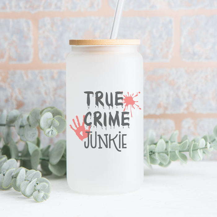 True Crime Junkie Can Glass, Murder Mystery gift