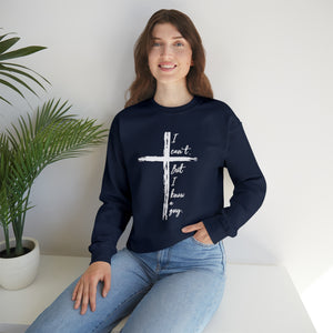 I Can't. But I Know a Guy Sweatshirt with Distressed Cross - funny Faith-Based t-shirt - Funny Jesus sweatshirt