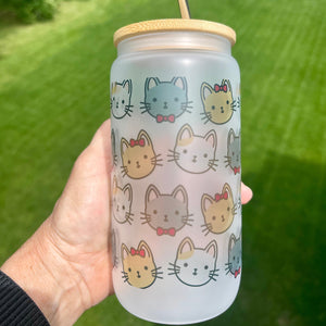 Cats Can Glass - Cat Lover Gift with cat pattern- Cute cat gift idea