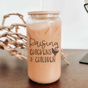 Raising Chickens and Children Can Glass - Homesteading Mom Gift - Chicken Lover Tumbler