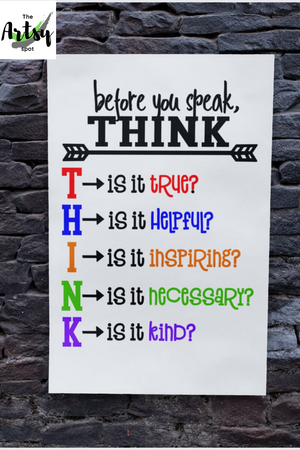 THINK acronym poster, Posters with classroom quotes