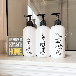 Farmhouse Bathroom accessories, SET of 3 Refillable Shampoo & Conditioner bottles, body wash, The Artsy Spot