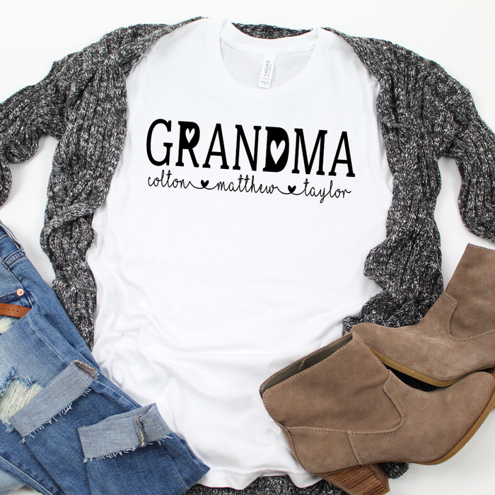 Personalized Grandma shirt with grandkid's names