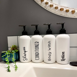 Refillable Shampoo and Conditioner bottles, 4 font choices, The Artsy Spot