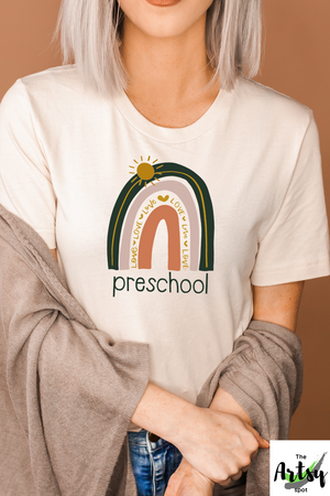 Preschool shirt, Preschool teacher shirt, neutral rainbow shirt for teacher, Rainbow teacher shirt, preschool team shirts for back to school