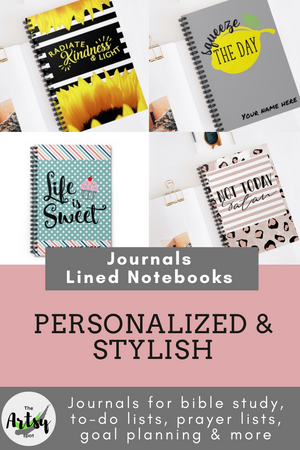 Lined notebooks, Personalized journals, The Artsy Spot