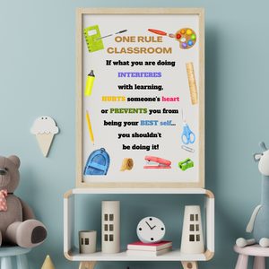 One Rule Classroom POSTER, school rules poster, Classroom wall  decor