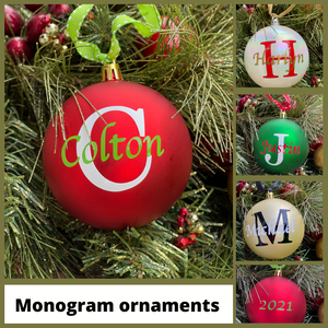 Personalized monogram Christmas Ornament, Ball ornament for Christmas
