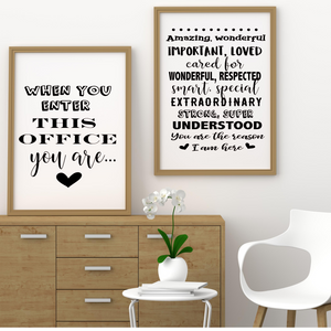 When you enter this office... office poster, 2 office prints, Principal's office wall art, Boss gift, Boss's Day gift, Office Decor Posters