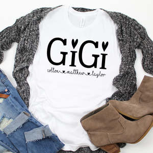 Personalized Gigi shirt with grandkid's names, Custom Gigi shirt, Gift for Gigi, Grandma shirt, Grandma birthday gift