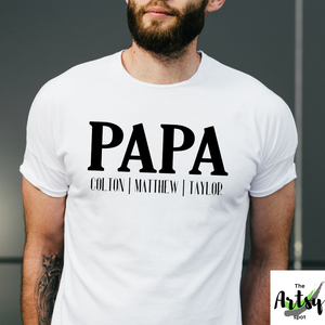 Personalized Papa shirt with kid's names, Custom Papa t-shirt with grandkids names, Papa gift