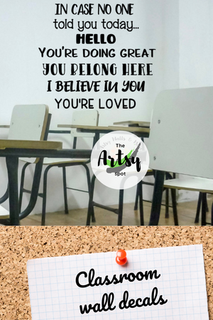 Positive affirmations decal, sayings for classroom welcome decal, classroom wall decal