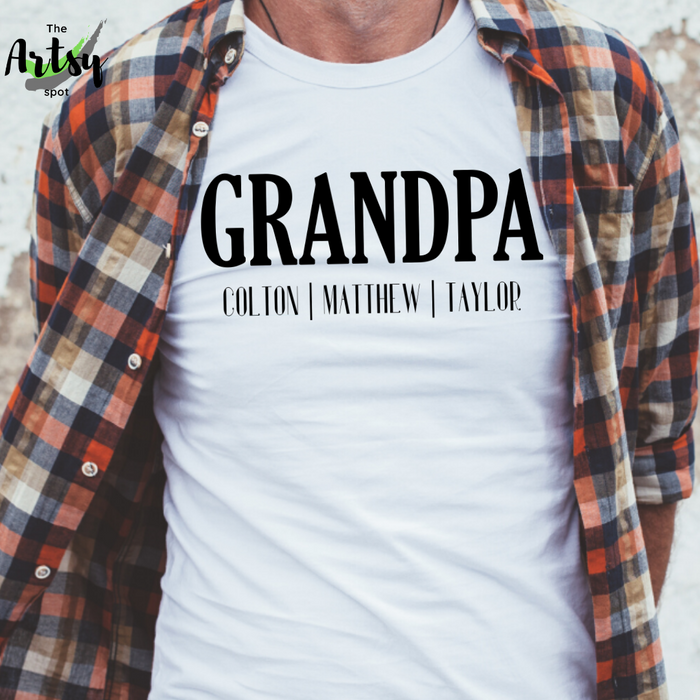 Grandpa shirt with grandkid's names, Father's Day gift