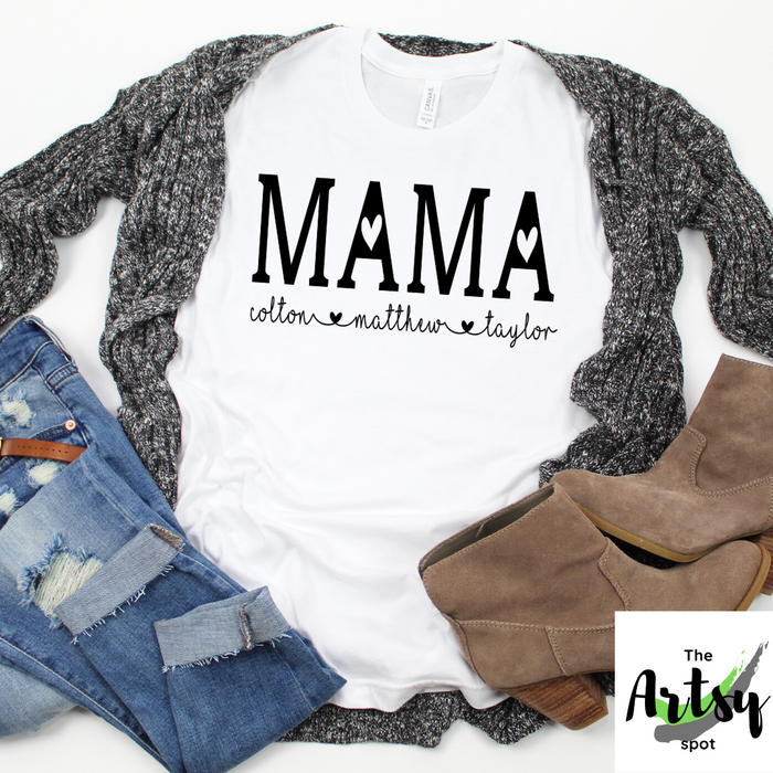 Personalized Mama shirt with kid's names