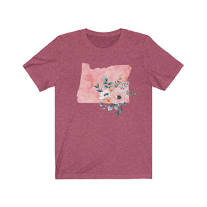 Oregon home state shirt, Watercolor Oregon shirt, heather Raspberry feminine Oregon T-shirt
