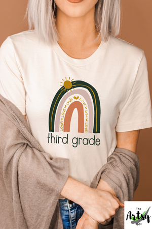 Neutral rainbow shirt for 3rd grade shirt, 3rd grade teacher shirt, 3rd grade team shirts, grade level team shirts