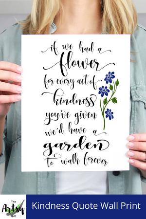 Garden quote wall print, self-affirmation print, Kindness quote 8x10 garden saying, flowers quote print, Thank you gift