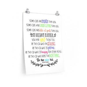 Be the nice kid Poster / wall print - The Artsy Spot