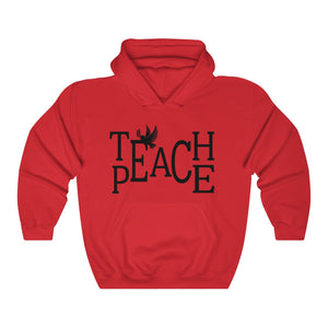 RED Teach Peace Unisex Hooded Sweatshirt, Teach peace Hoodie, Teacher hoodie, Peace hoodie