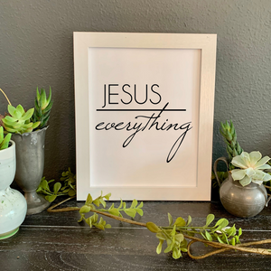 Jesus over everything framed, Christian farmhouse picture