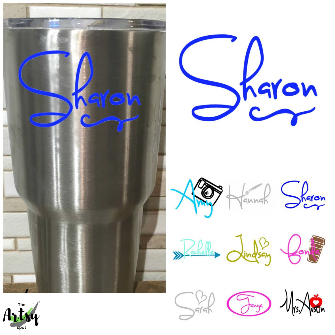 6 Personalized Custom Name Word YETI Decal Tumbler Cup Script