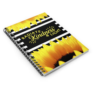 Radiate Kindness and Light, Kindness Journal, lined Notebook, bible study journal, lined journal, sunflower gift, kindness gift