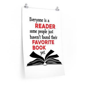 Everyone is a reader poster, reading wall print for a reading classroom, school office poster