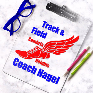 Personalized track and field clipboard, track coach gift with coach name