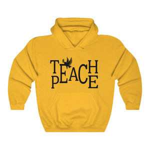 GOLD Teach Peace Unisex Hooded Sweatshirt, Teach peace Hoodie, Teacher hoodie, Peace hoodie