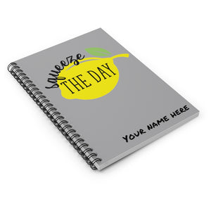 Squeeze the Day Journal with lemon, Notebook personalized with name, bible study journal, lined journal, desk planner, motivational journal