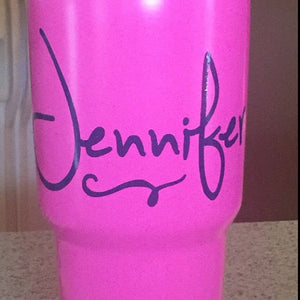 Name decal with accent, tumbler name decal, car window name decal