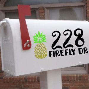 Pineapple mailbox decal, Pineapple decal, address mailbox decal
