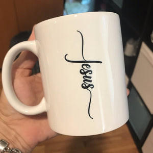 Jesus coffee mug, Christian friend gift, Jesus sideways cross mug