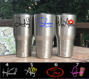 Personalized tumbler for a man or woman, Tumblers with name decals, Personalized gift