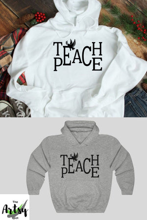 WHITE Teach Peace Unisex, Pinterest image