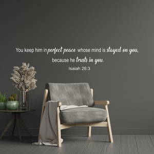 Isaiah 26:3 Bible Verse Wall Decal – Perfect Peace decal -Bible Verse Decal - Church wall decor - Scripture decal