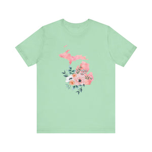 Michigan Home State Watercolor Floral shirt, Michigan floral shirt, Feminine graphic tee, Michigan state shirt, women's Michigan T-shirt