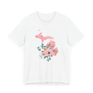 Michigan Home State Watercolor Floral shirt, Michigan floral shirt, Feminine graphic tee, Michigan state shirt, women's Michigan T-shirt