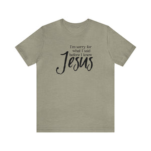 I'm Sorry for what I said before I knew Jesus T-shirt - Christian Humor - Funny faith based apparel