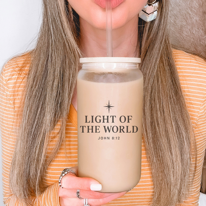Light of the World Bible Verse Can Glass | Christian Gift for Women