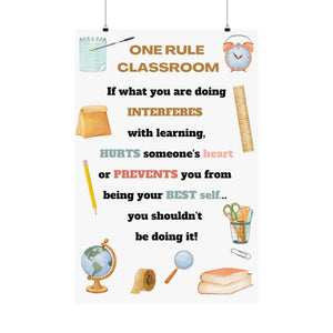 One Rule Classroom POSTER, NEUTRAL COLORS Back to school wall print, Classroom rules poster, One classroom rule quote, classroom decor