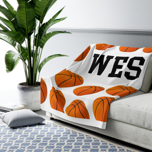 Basketball blanket with name, Personalized sports Sherpa Blanket