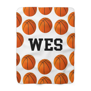 Basketball blanket with name, Personalized sports Sherpa Blanket