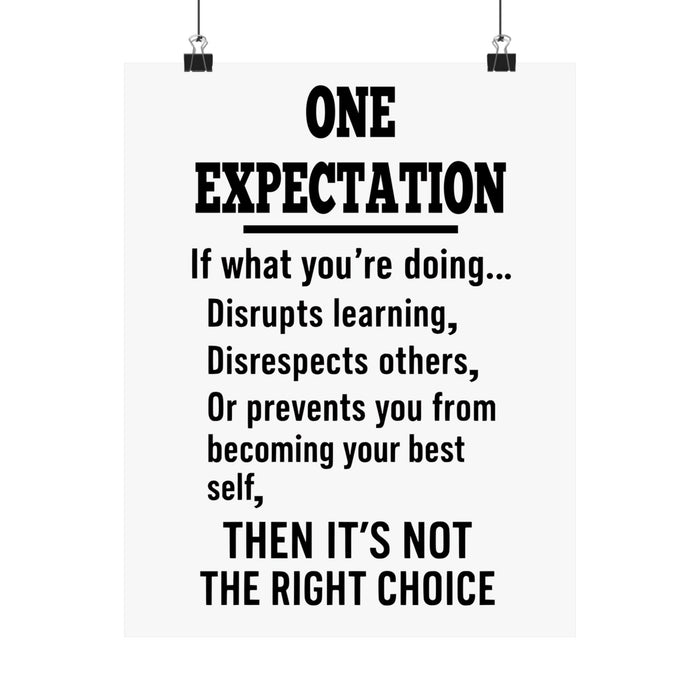 One Expectation POSTER, Classroom expectations poster, Classroom rules poster