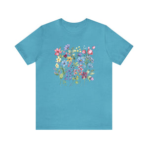 Floral shirt, feminine t-shirt with flowers, Botanical tee, colorful wildflowers shirt, flower shop tee