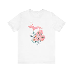 Michigan Home State Watercolor Floral shirt, Michigan floral shirt, Feminine graphic tee, Michigan state shirt, women's Michigan T-shirt