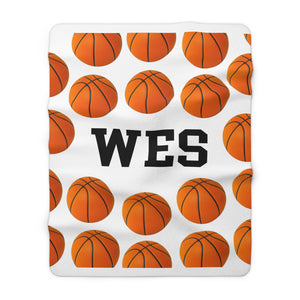 Basketball blanket with name, Personalized sports Sherpa Blanket