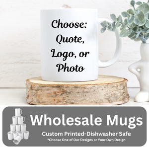Wholesale Coffee Mugs, business logo mugs, wedding mugs, company gift ideas, office gifts, Discount mugs, bulk mugs, The Artsy Spot